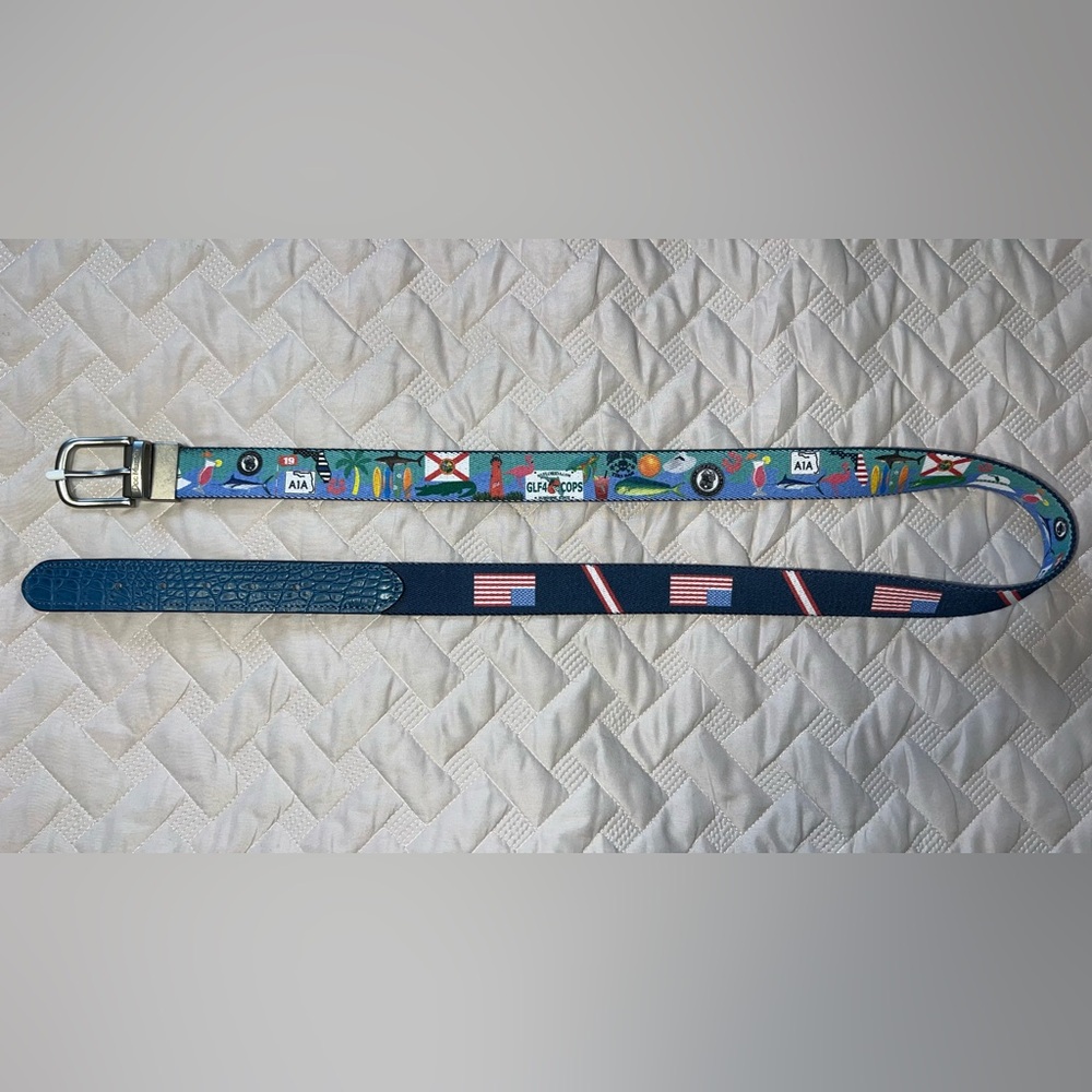NWOT Doc Murphy Reversible Florida and American Flag Belt (adjustable)